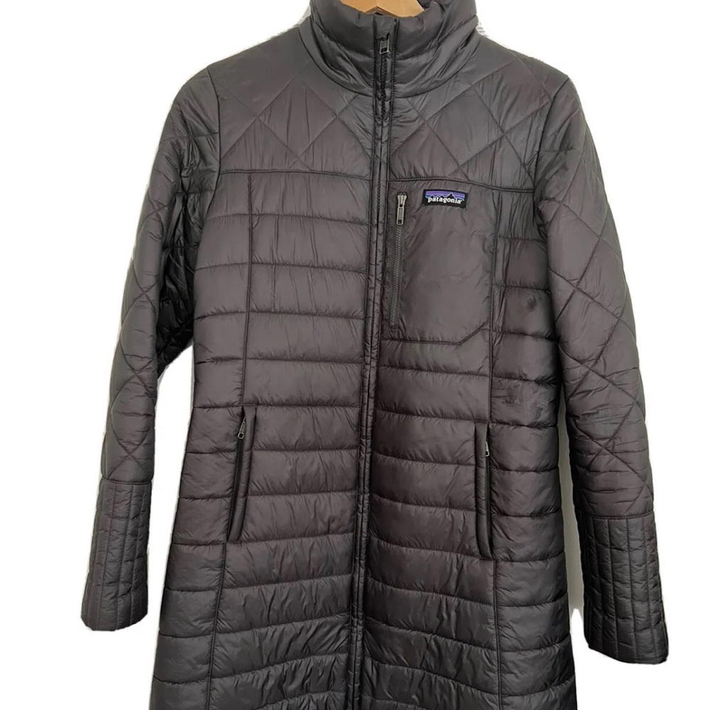 Patagonia Women’s Radalie Parka Puffer Jacket Long Coat Sz M Forge Grey Flawless